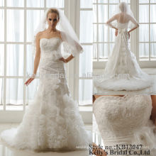 organza ruffle and appliqued lace wedding gowns and bridal dress